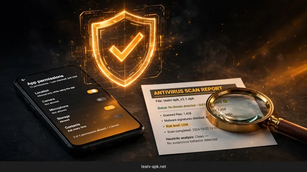 Safety checklist before installing a third-party streaming app — permissions and virus scan