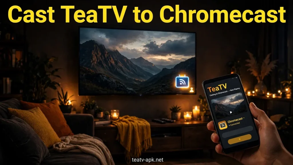 How to cast TeaTV to Chromecast - phone casting a movie to a large TV