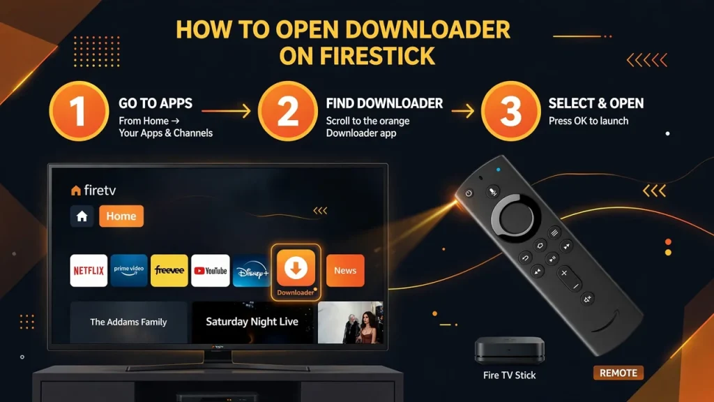 Install Downloader app on Firestick to install TeaTV
