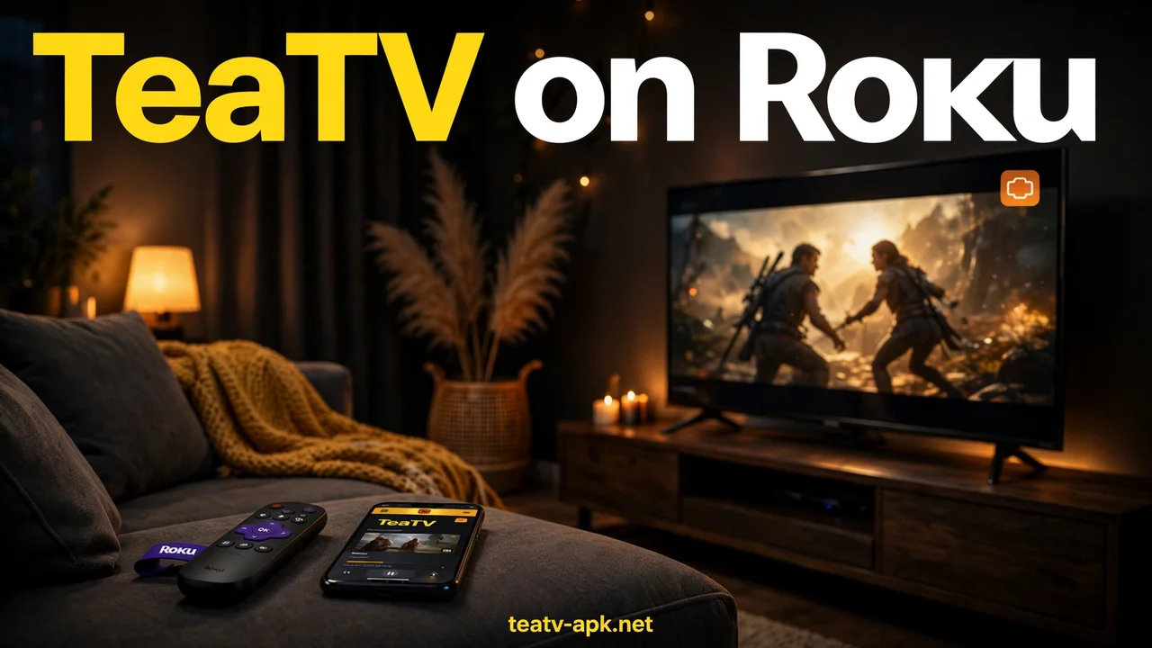 TeaTV on Roku - phone mirroring a movie to a living room TV with Roku remote