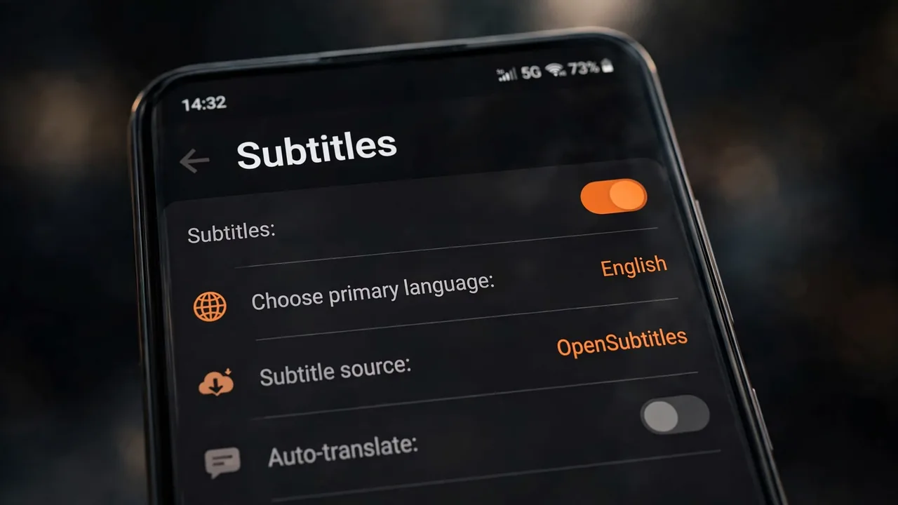 TeaTV settings — choose primary subtitle language