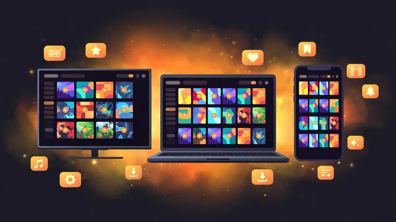 TeaTV vs Stremio device support: TV, laptop and phone streaming screens side by side